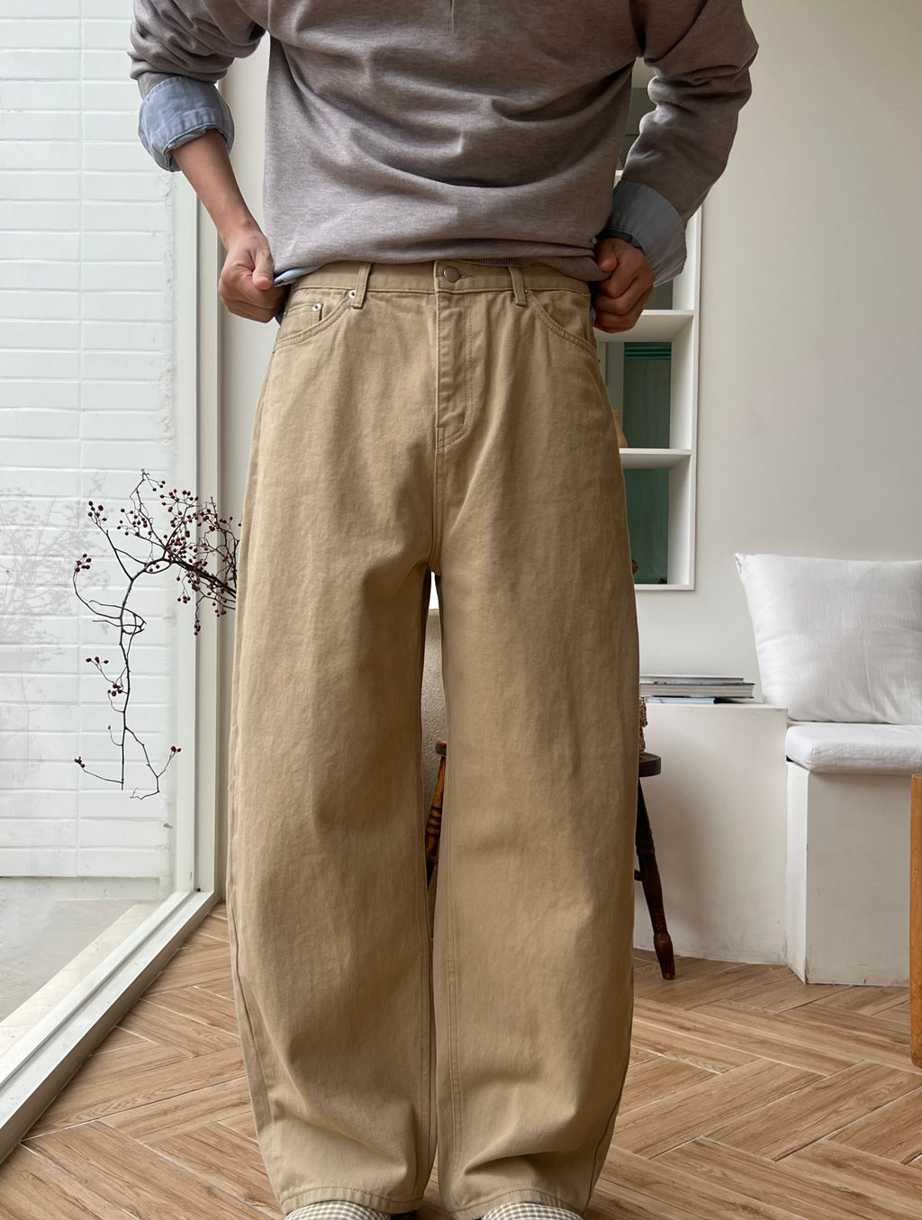 Curved Cotton Pants