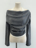 Brushed Halter Neck Open-Shoulder Knit