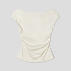 Draped Shirring Boatneck Top