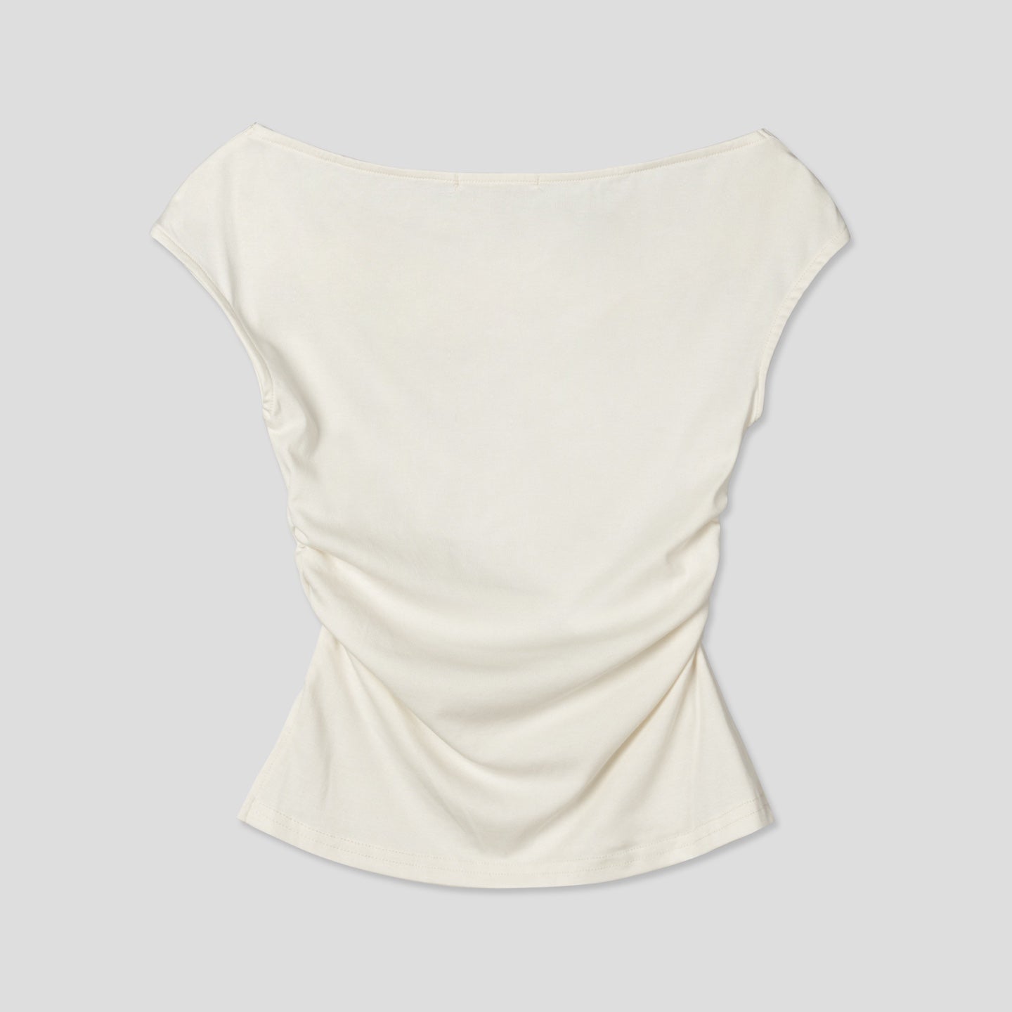 Draped Shirring Boatneck Top