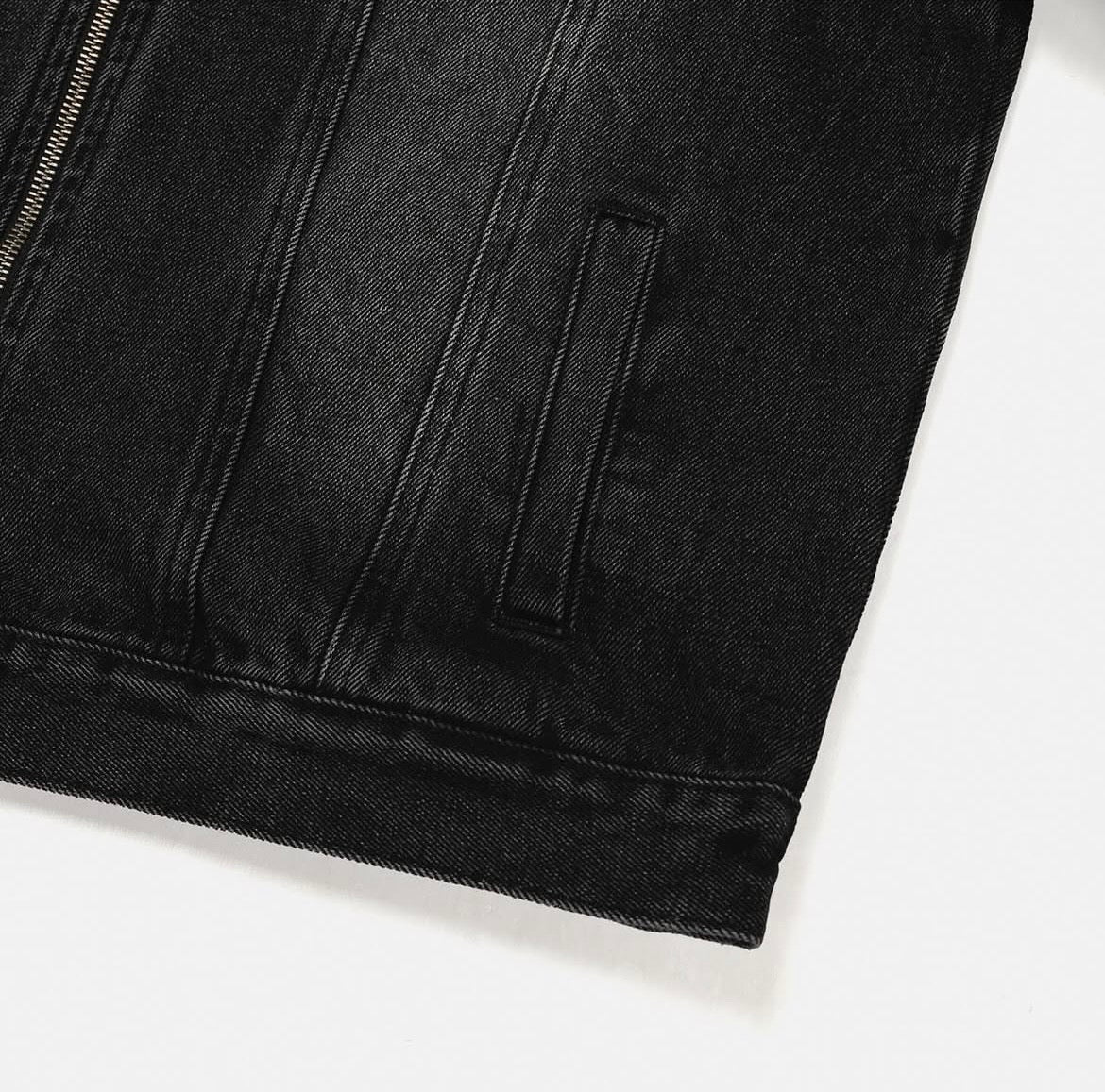 Vintage Washed Denim Biker Jacket