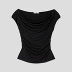 Draped Shirring Boatneck Top