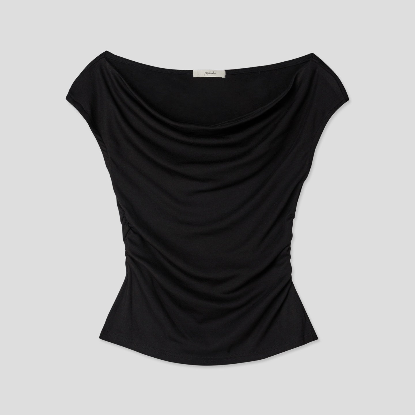 Draped Shirring Boatneck Top