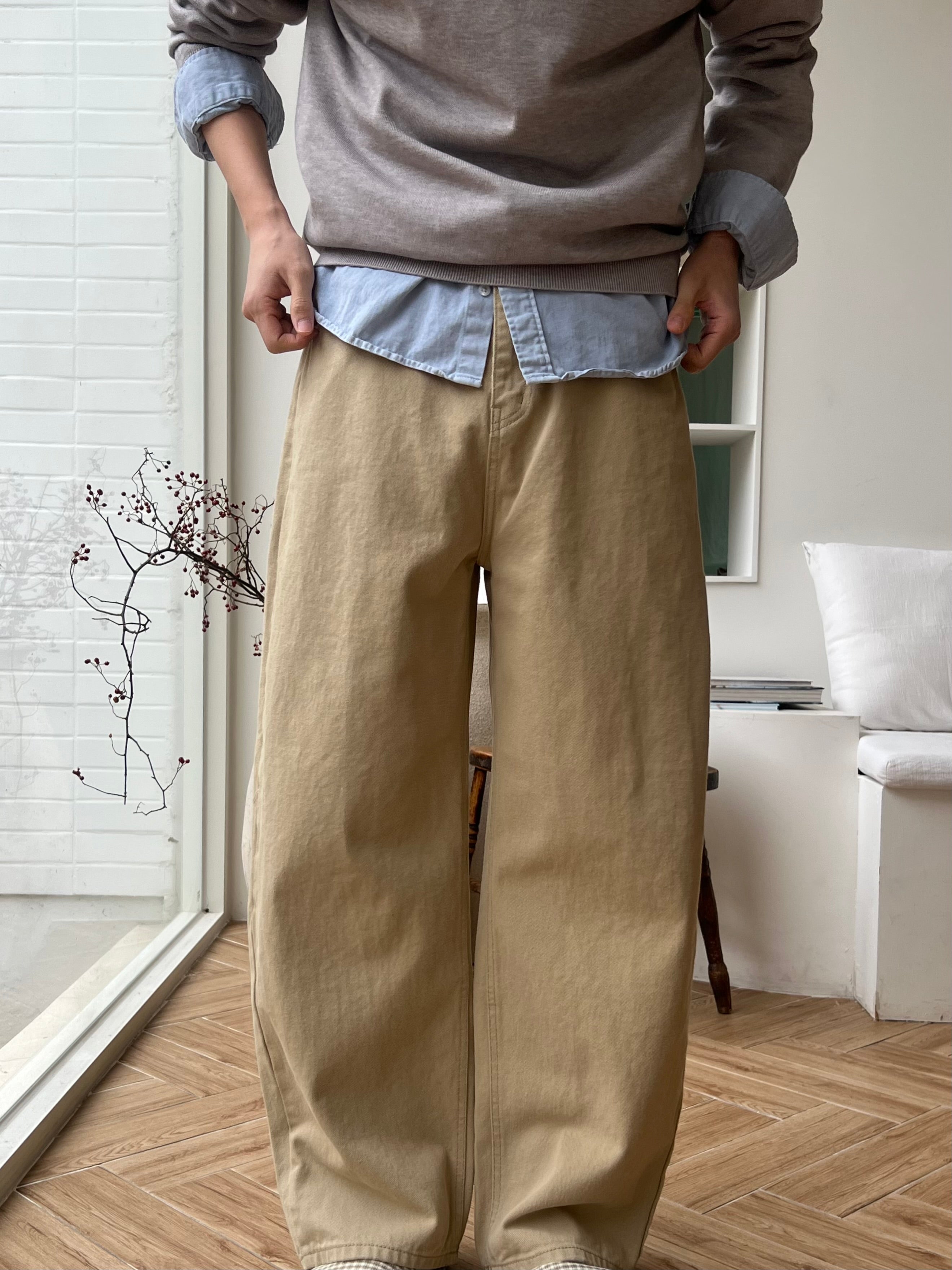 Curved Cotton Pants