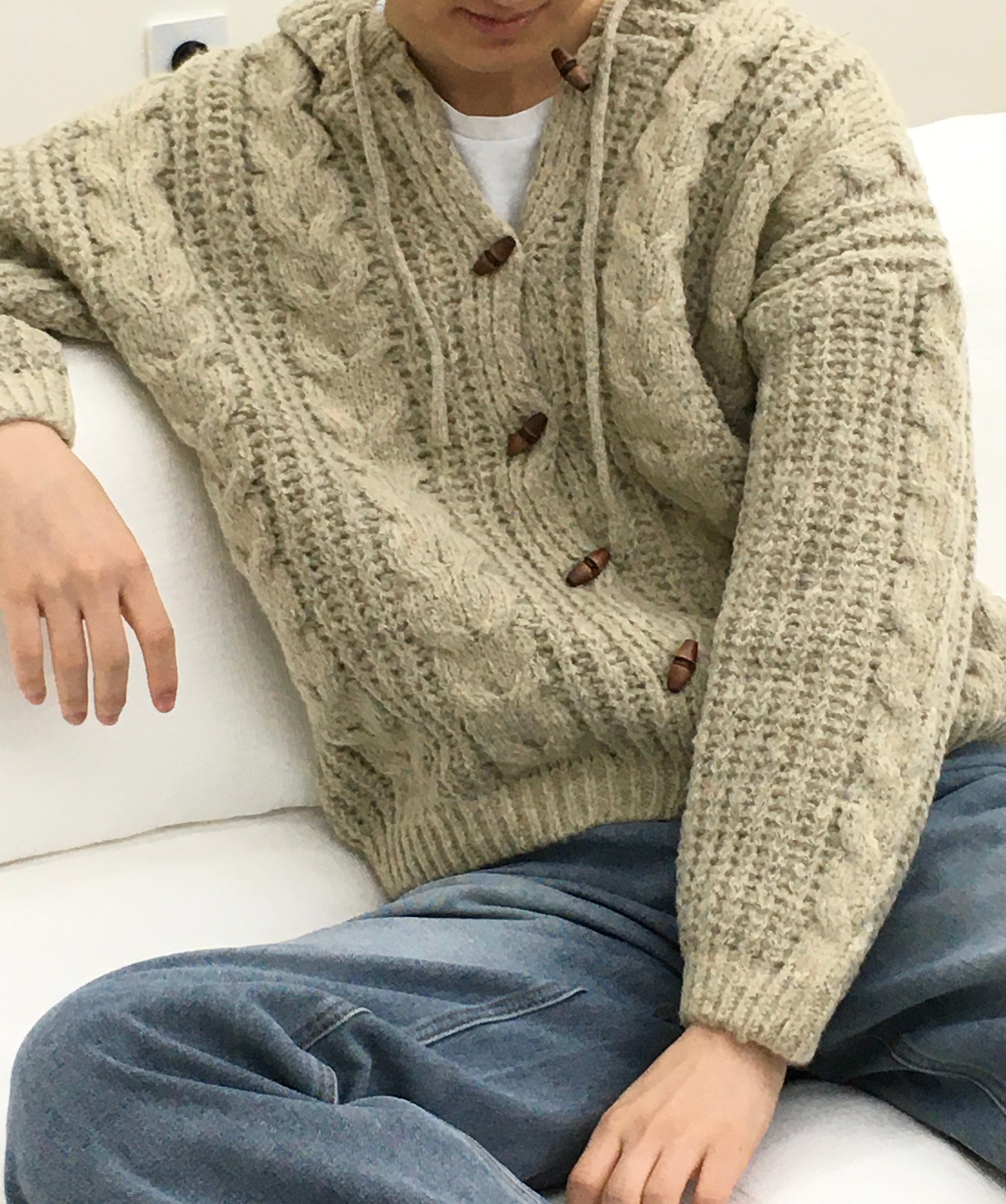 Chunky Cable Hooded Cardigan