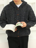 Chunky Cable Hooded Cardigan (Unisex)