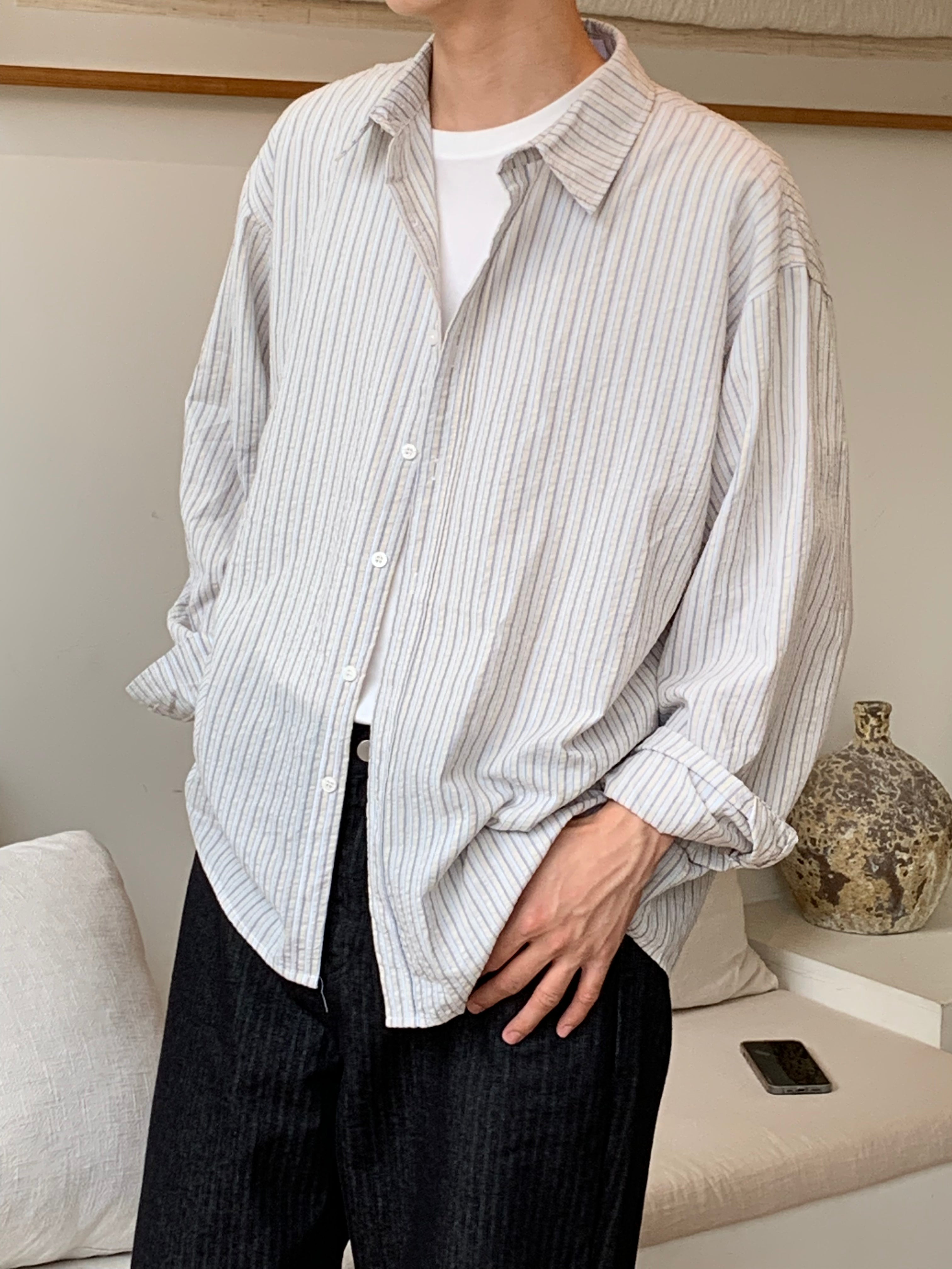 Striped Seersucker Shirt / Gestreiftes Seesucker-Hemd