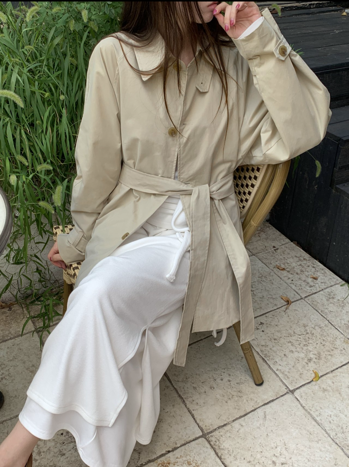 Half Trench Coat with Belt