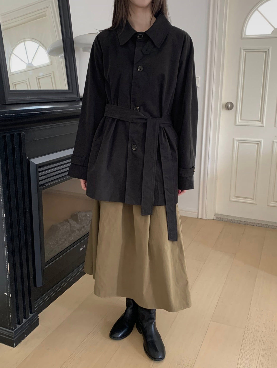 Half Trench Coat with Belt