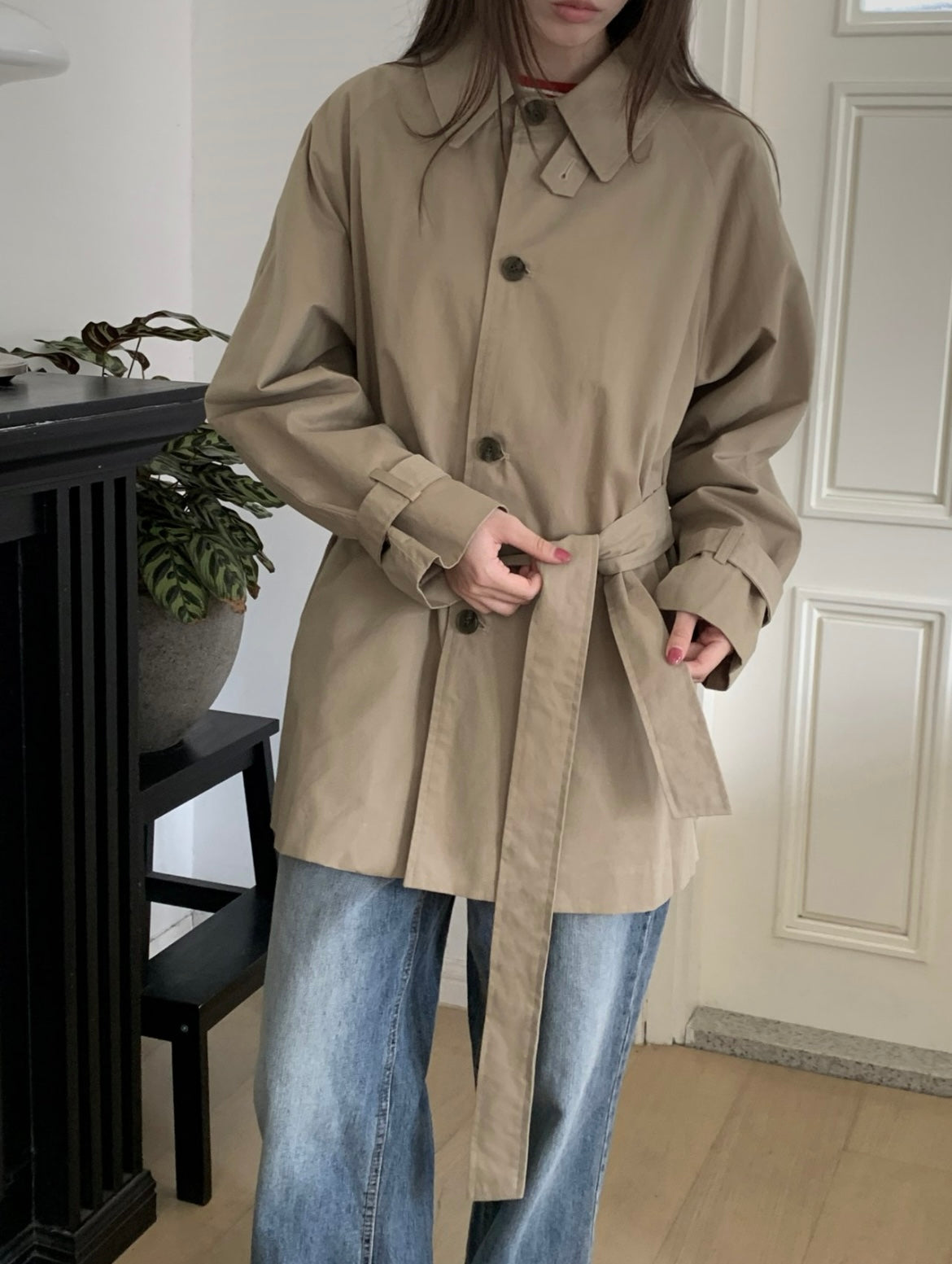 Half Trench Coat with Belt