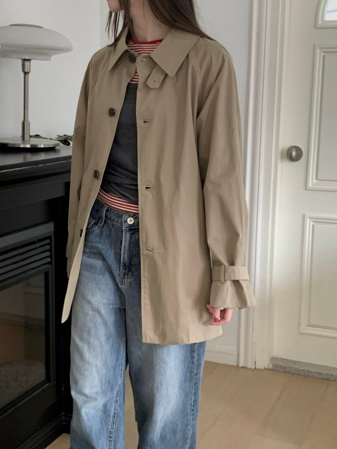 Half Trench Coat with Belt