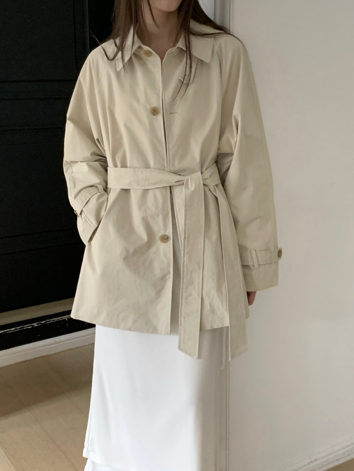 Half Trench Coat with Belt